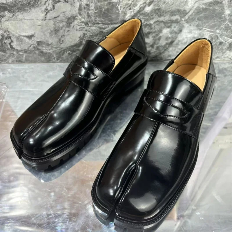 Genuine Leather Split Toe Men Shoes Loafers Red Wine Color Casual Business Formal Oxfords Shoes Breathable Running Shoes Size47