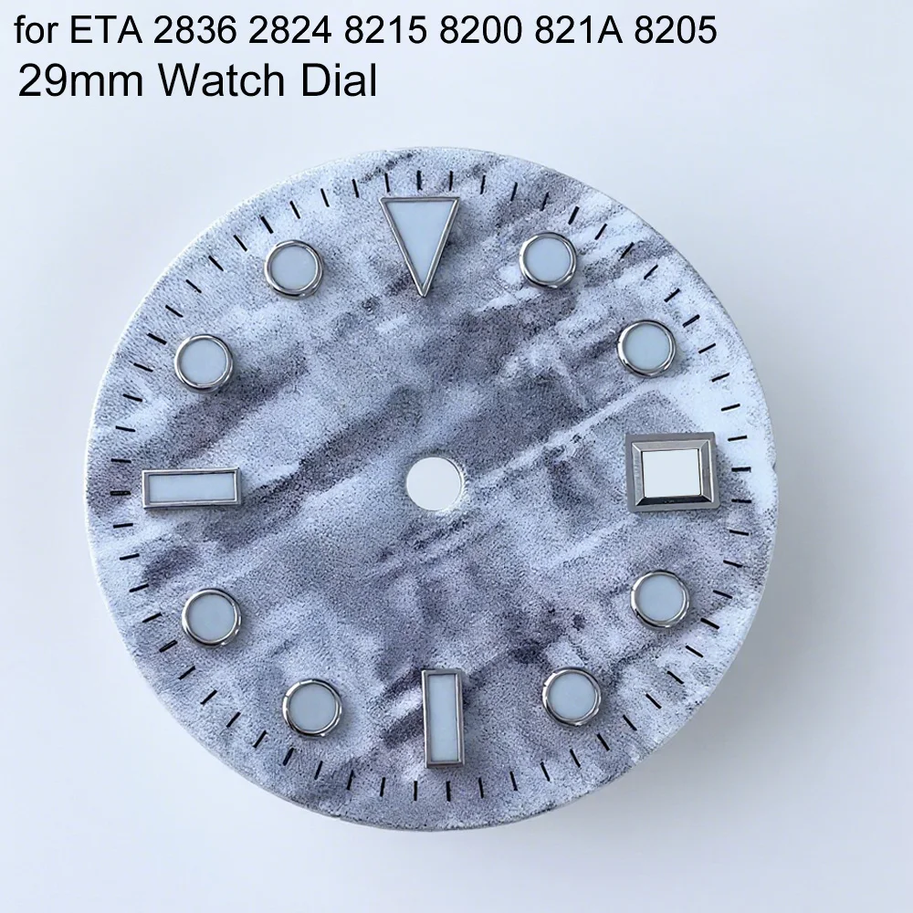 For ETA 2836 2824 Dial Meteorite Pattern Watch Face Blue Luminous 29mm Watch Dial for Mingzhu 2813/ 8215 8200 821A 8205 Movement