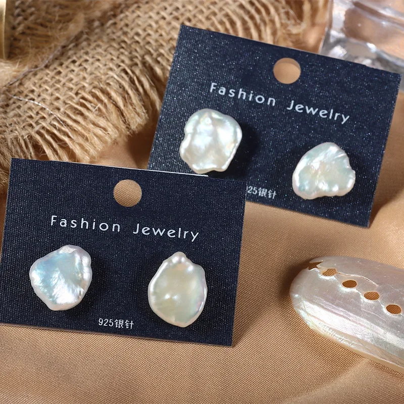 11-12mm Irregular Flower Baroque Pearl Earrings for Women Jewelry 925 Sterling Silver Natural Freshwater Pearl Ear Stud Earrings