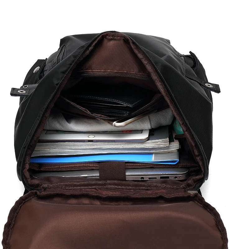 Men's Backpack USB Charge College Student 15.6 inch Laptop Notebook Schoolbag Simple Large-Capacity Travel Male Mochila Brand image 6