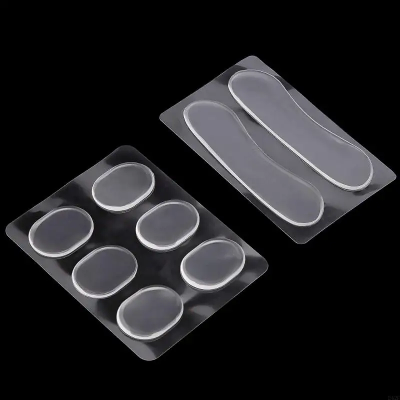 242F 16Pcs Drum Dampener Gels Moon Gel for Drums Silicone Drum Damper Gel Pads Clear Oval and Long Strip Drum Silencers Pads