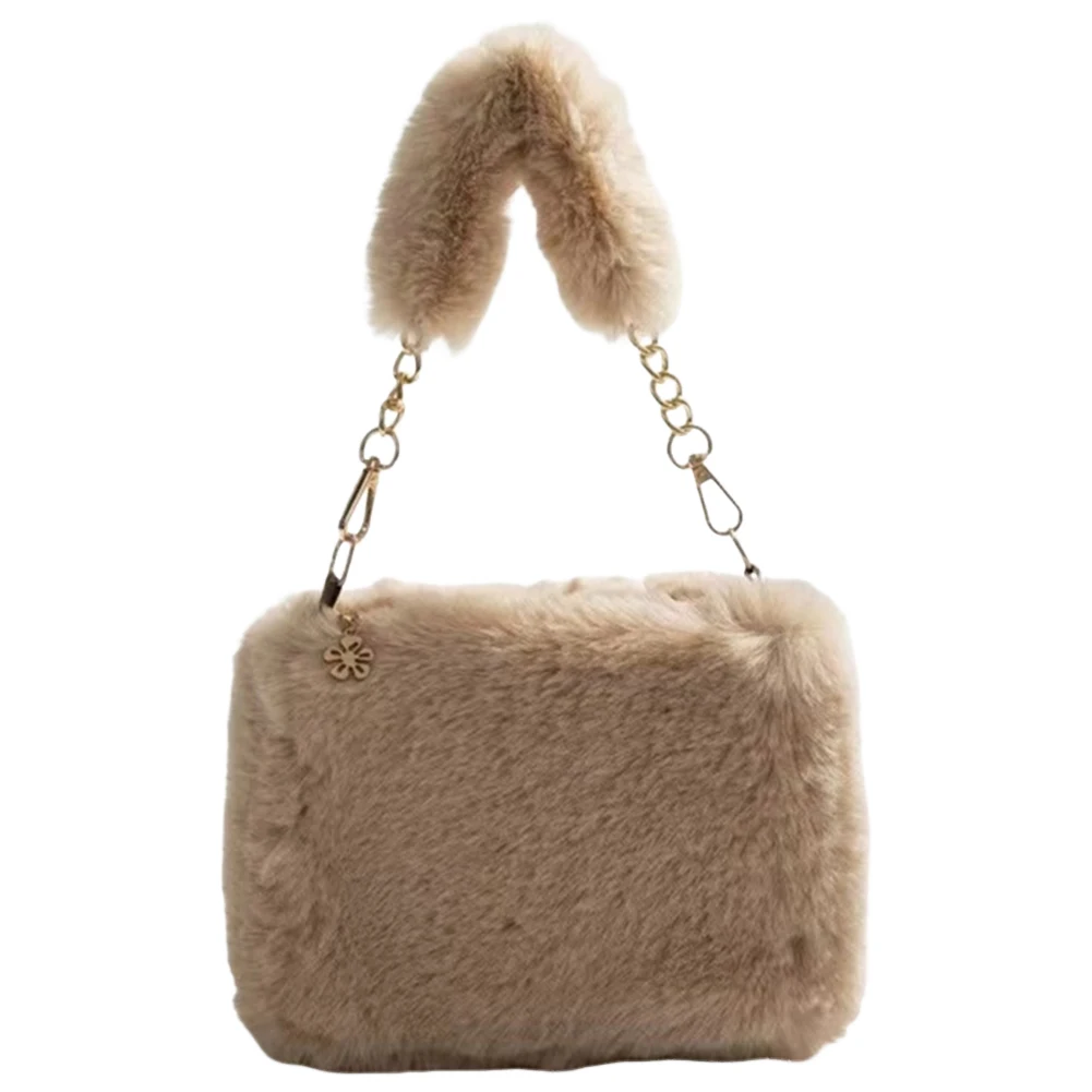 Women Fuzzy Crossbody Bag Casual Furry Satchel Bag Versatile Fluffy Shoulder Bag Soft Cute Fall Winter Female Purse