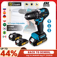 Gisam 13mm 35+3 Torque Brushless Electric Impact Drill Cordless Drill Electric Screwdriver Power Tool For Makita 18V Battery Pin