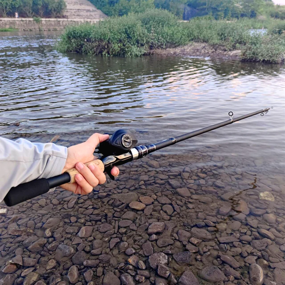 GHOTDA Short Jig Angelrute und Rolle Combo 1,8 m 2,4 m Kohlefaser-Angelrute und 18+1 BB 7,2:1 Übersetzungsverhältnis Casting Reel Pesca – Detail 14