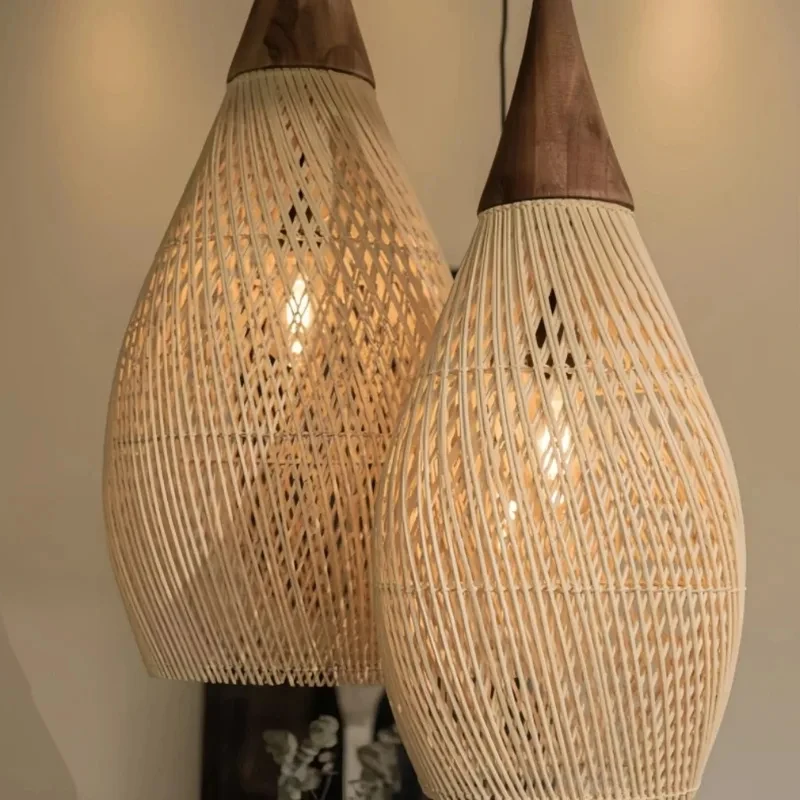  Lamps Hanging Wood Home Decorations Gaming Lighting Lounge Lights Ceiling Mid Century Modern PD1 Vintage Rattan Chandeli view 2