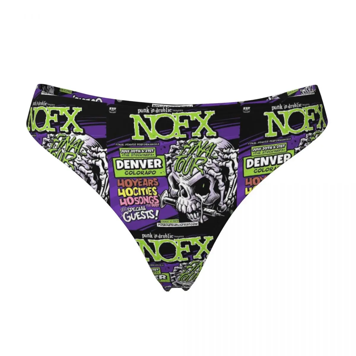 Custom Nofx Band Final Tour Skull G-string Panties Breathable Women Stretch Thongs Comfort Underwear