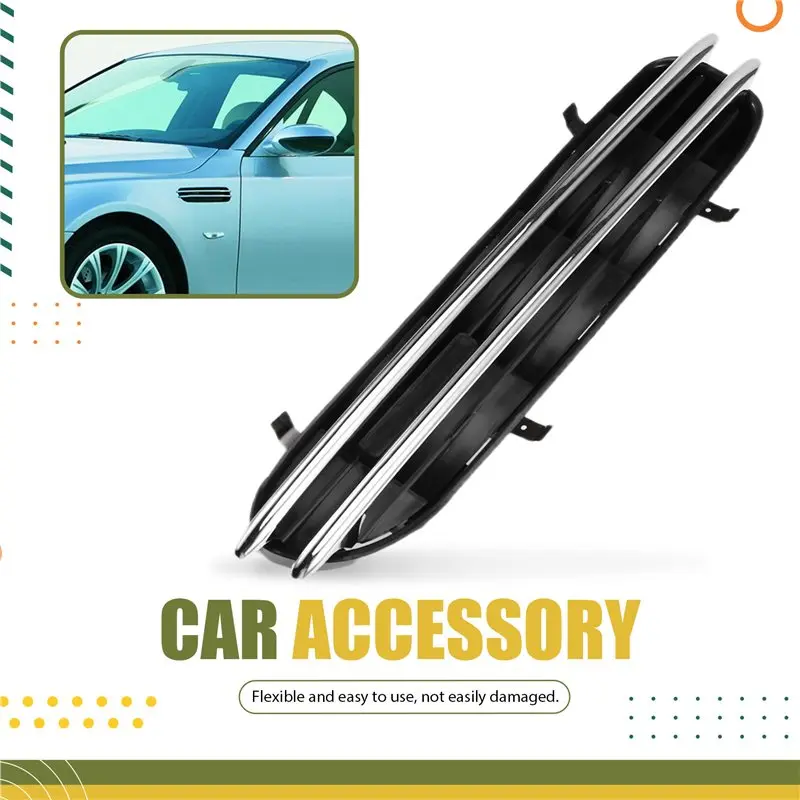 【القيمة】ل 2006-2010 E60 BMW M5 5 سلسلة سيارة درابزين الجانب تنفيس الجبهة الجناح غطاء مصبغة لوحة استبدال جزء 51137896849 5