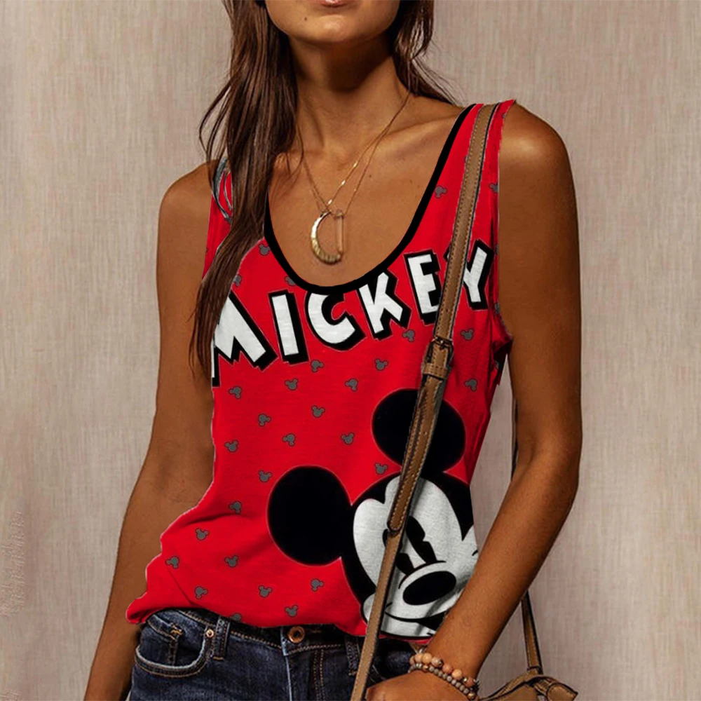 Fashion 90s Tank Top Disney Mickey Mouse Tank Top Fun T-shirt Women\'s Stitch T-shirt Pattern T-shirt Street Clothing