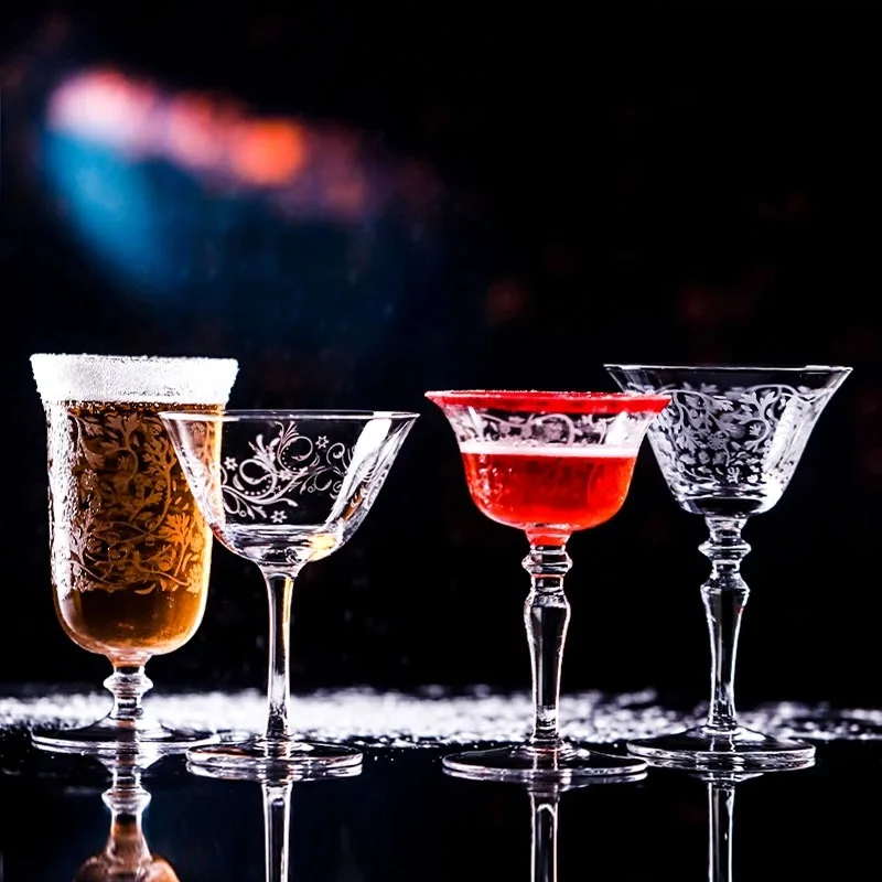 Embossed Singapore Sling Glasses Slim Light Highball Glass Creative Cocktail Glass Cup Stemmed Wine Glass Cups Martini Glass Cup