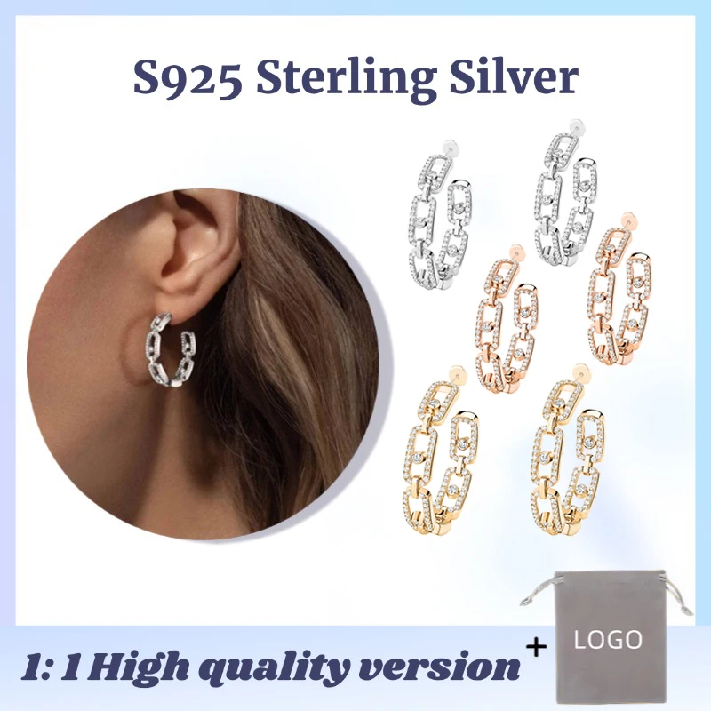 MESSIK Official Website Earrings Move Link Diamond Earrings S925 Pure Silver Fashion Jewelry Wedding Gift