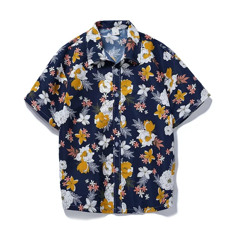 2025 Summer Men Hawaiian Shirt Short-Sleeved Print Shirt Trendy Handsome Fashion Travel Holiday Surf Beach Shirt Male рубашк