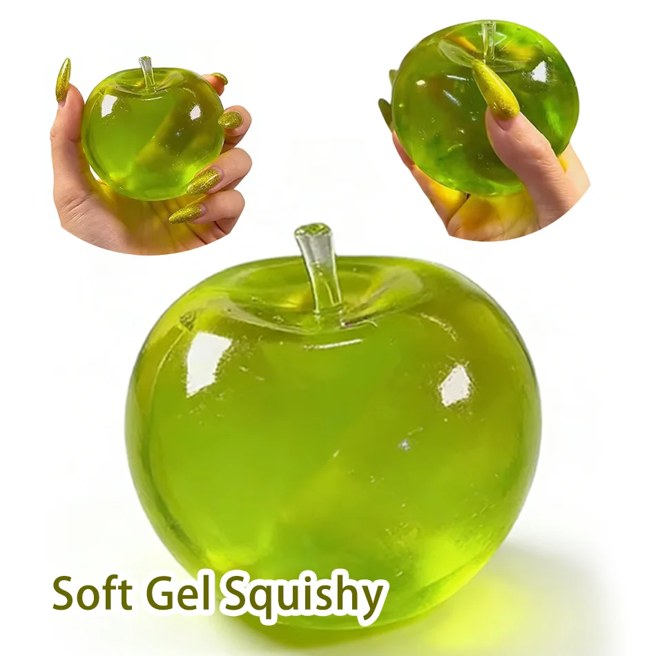 Soft Glue Green Apple Butter Stick Snowflake Square Stress Relief Squishy Slow Rising Toy Sensory Toy Gift for Adults & Kids