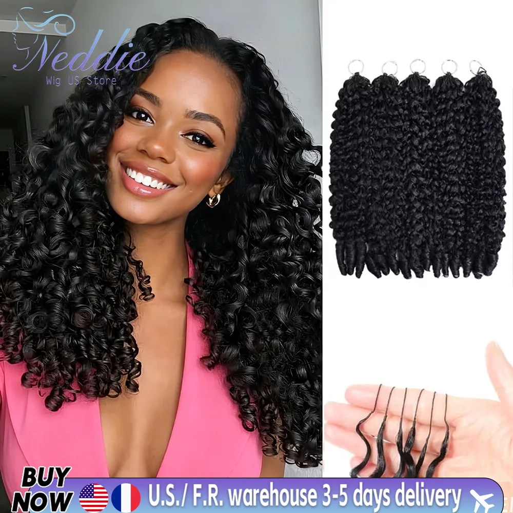 

Burmese Curly Crochet Human Hair Extension Curly Brazilian Weave Pre Separated Knotless Feather Crochet Hair Extensions Natural Black