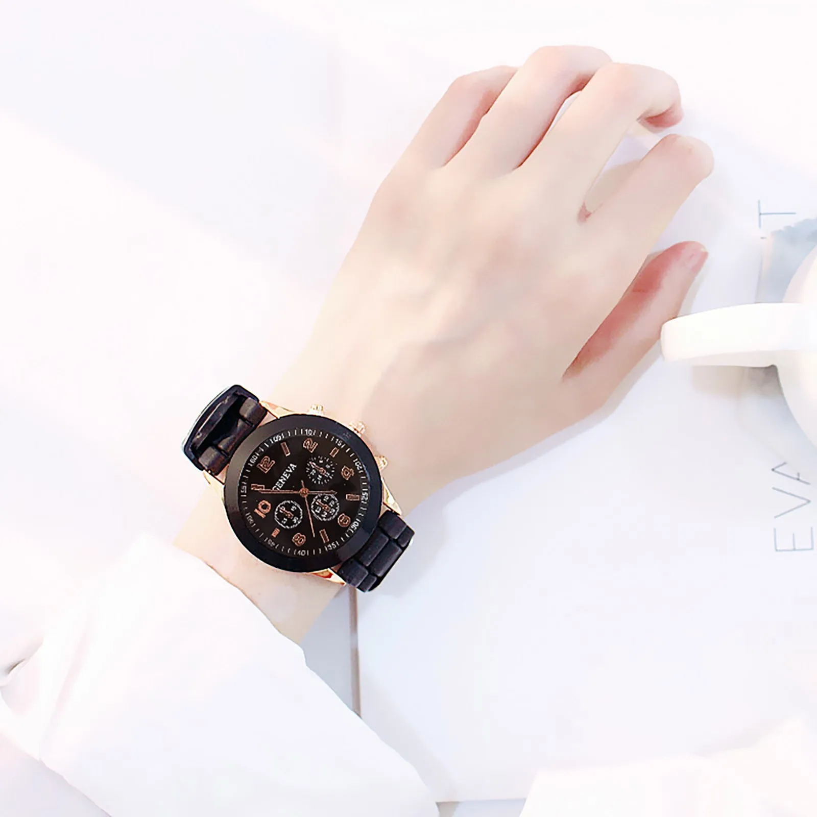 Relógios impermeáveis para homens e mulheres, Relógio de pulso de quartzo com decorações, Relógios femininos