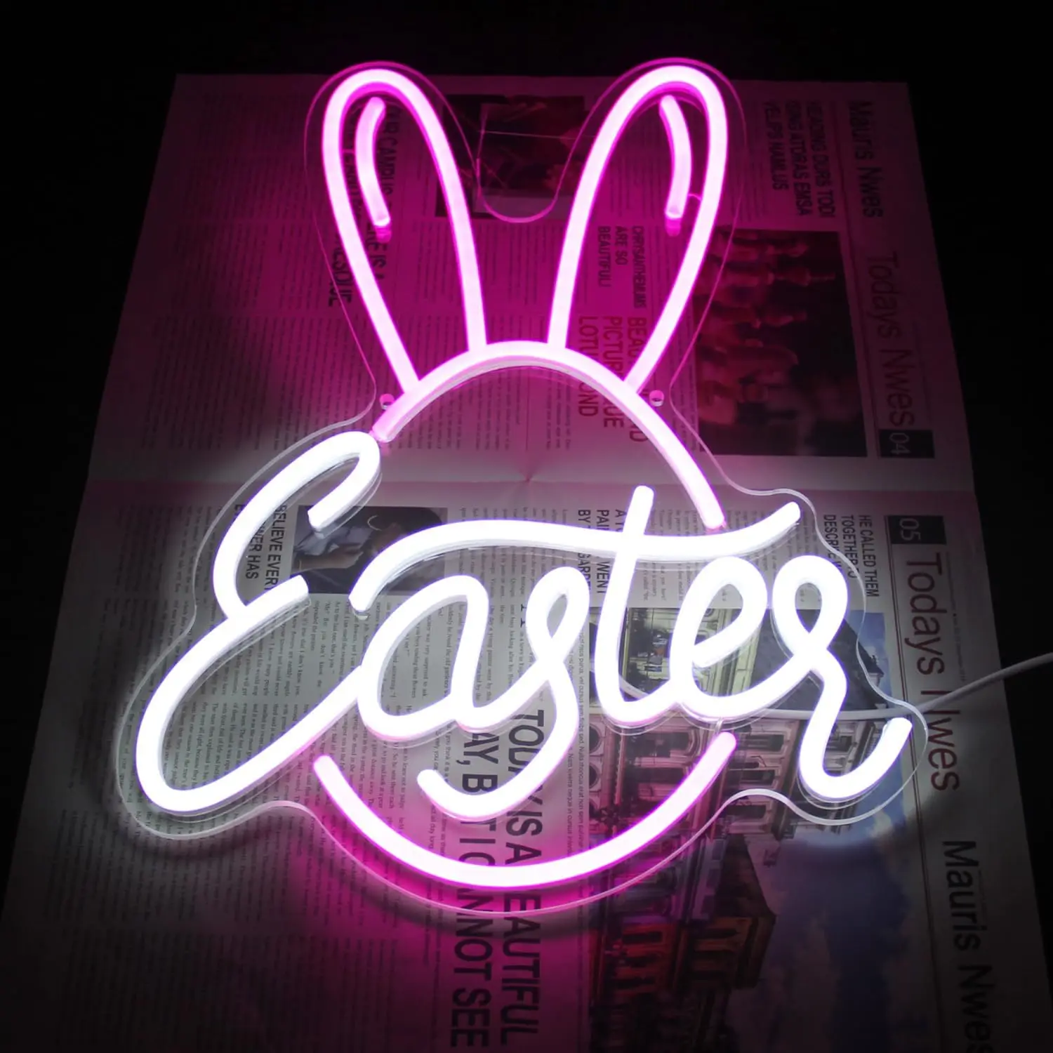 Easter Bunny Ears Neon Light Sign LED Aesthetics Neon Sign For Wall Decor Party Shop Club Bar Room Decor Birthday Easter Gift