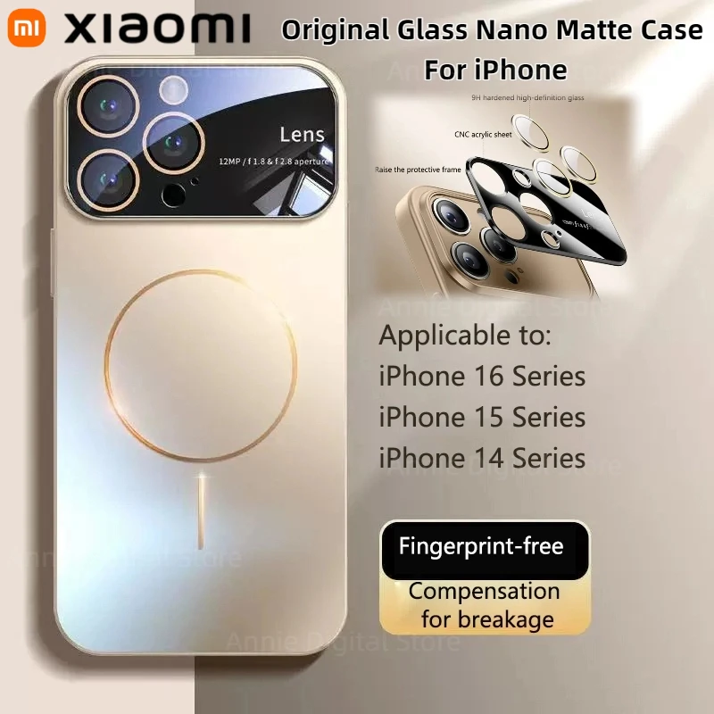 

Xiaomi Original Glass Nano Matte Case For iPhone 17 16 15 14 13 Pro Max 17Pro Magnetic For Magsafe Wireless Charging Armor Funda