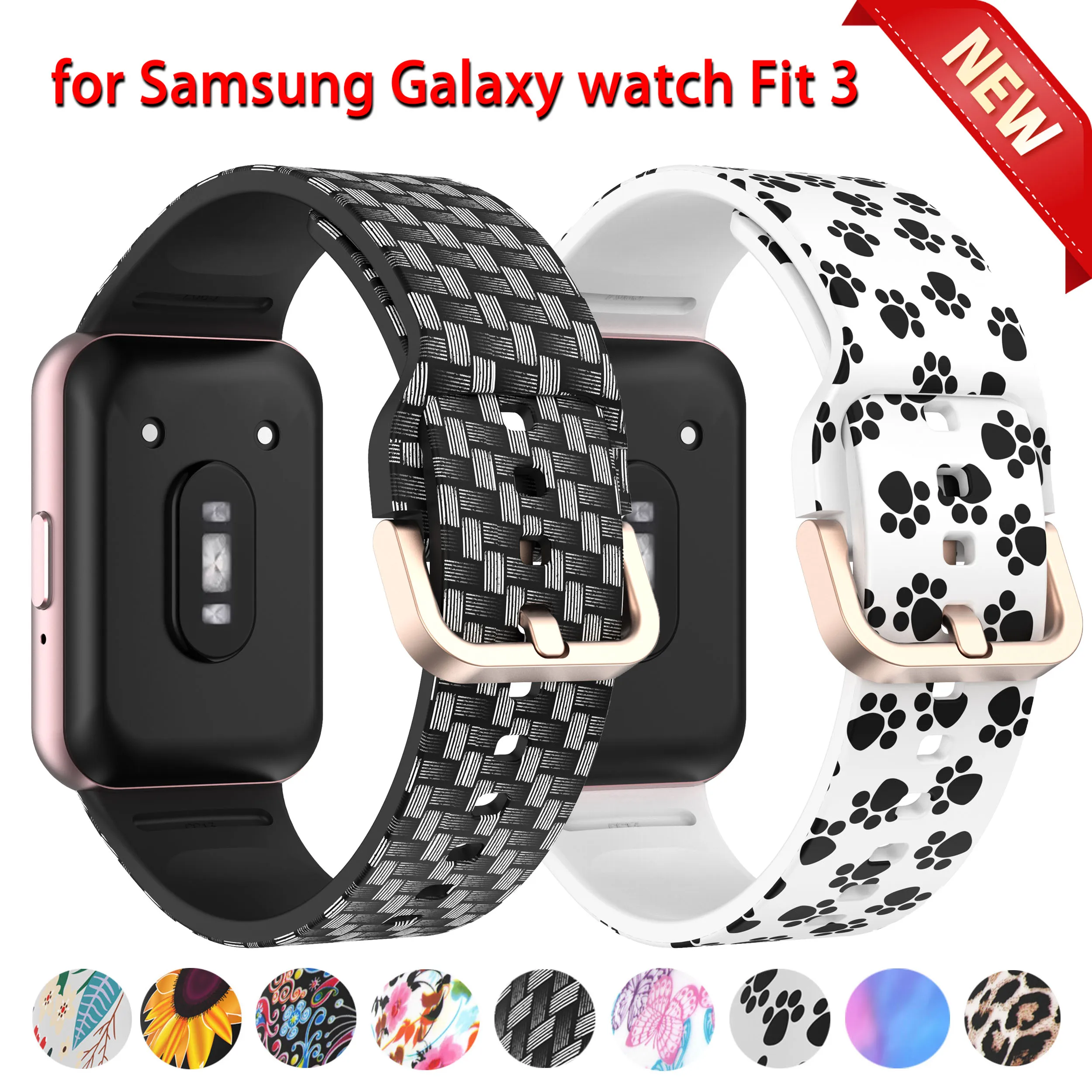 Printed Silicone Band for Samsung Galaxy Fit 3 Strap Accessories Sport Rubber belt Bracelet Correa Galaxy watch Fit 3 Bands