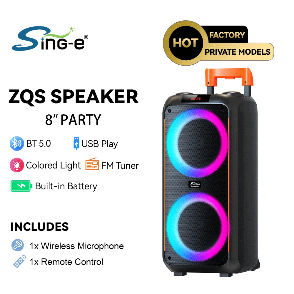 50W Bluetooth Party Speakers Atmosphere Colorful RGB Light Home Theatre System Outdoor Karaoke Soundbox Support FM Radio Player