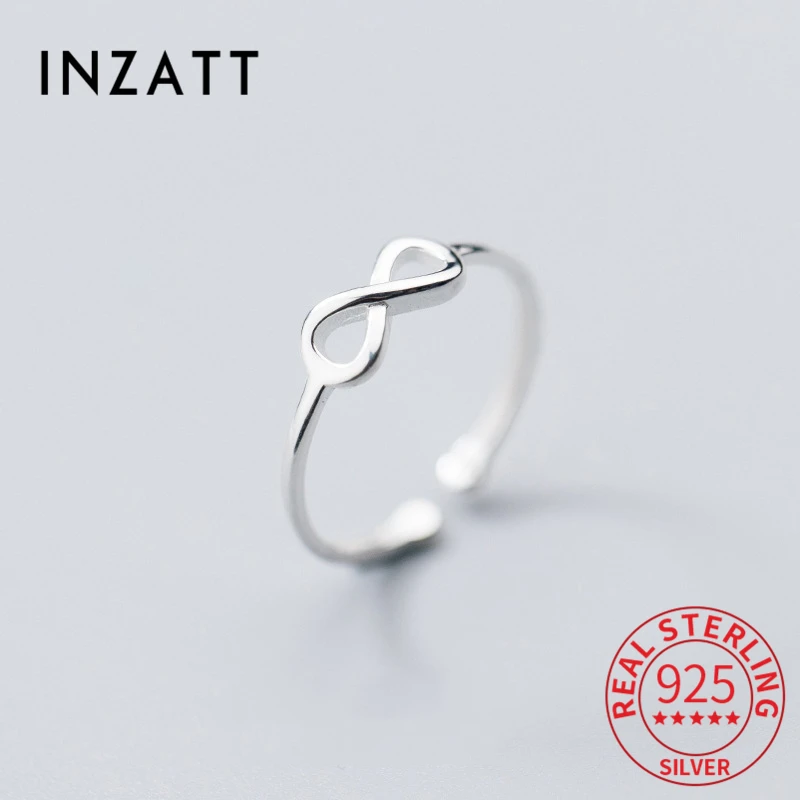 SOFTPIG Real 925 Sterling Silver Infinity Adjustable Ring For Charm Women Party Classic Fine Jewelry Geometric Accessories