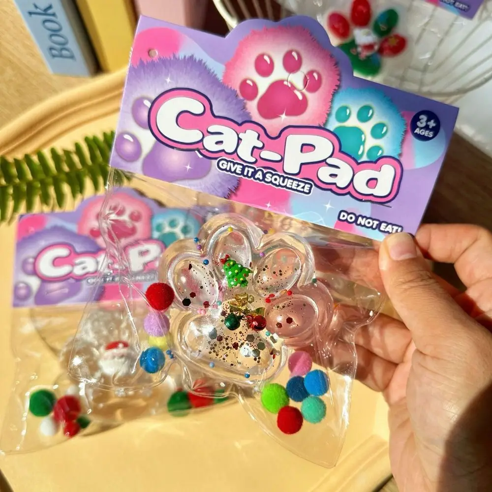 นวดคริสต์มาส Cat PAW บีบของเล่นซิลิโคน Handmade การ์ตูน Cat Claw ของเล่น 3D ช้า Rebound Cat PAW Pinch ของเล่น