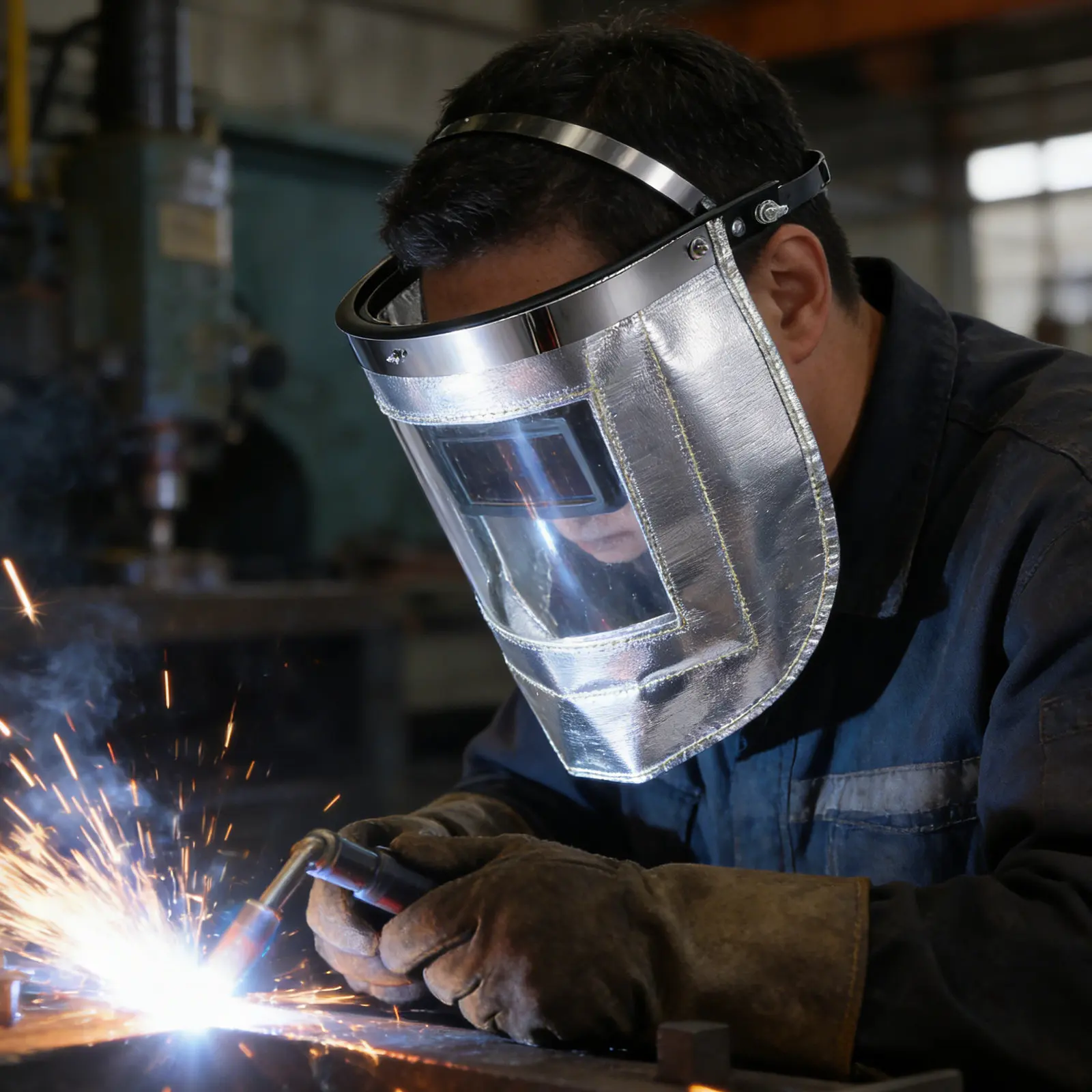 Heat Resistant Aluminum Foil Welding Hood Face Shield Clear Visor Flip Up Anti Splash Industrial Welding Safety Gear for High