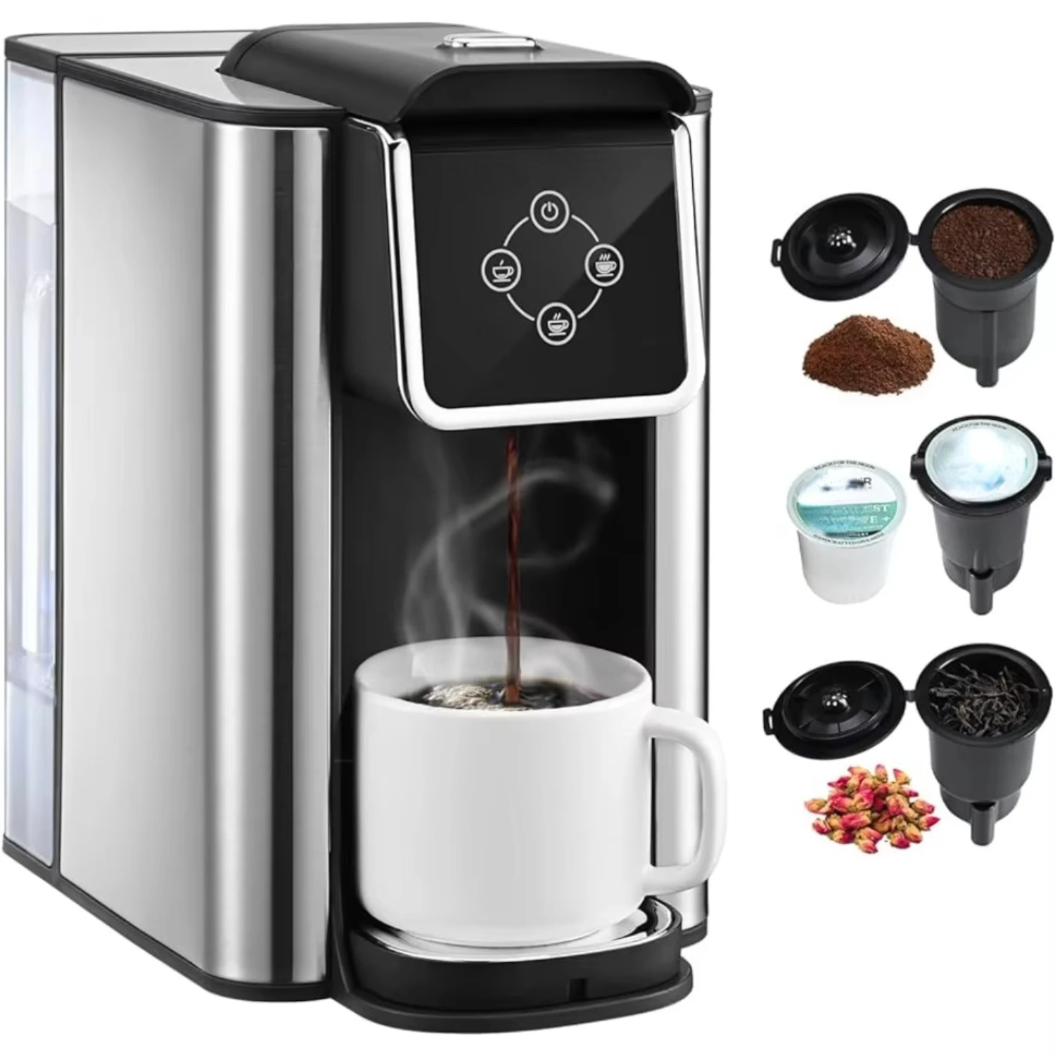 3-in-1 Single Serve Coffee Machine, Instant Coffee Brewer, 120V 1150W