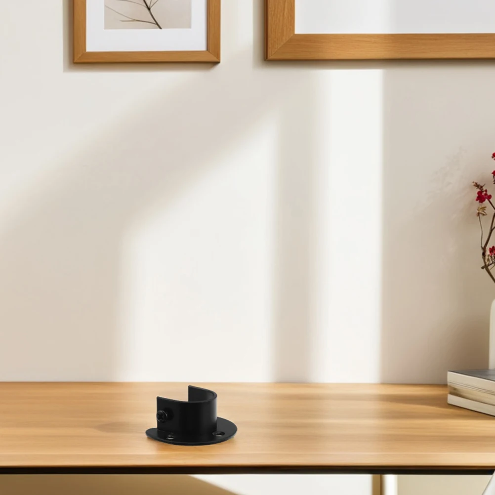 

2pcs Black Stainless Steel Pipe Holder Durable Closet Pole Bracket Heavy Duty Wardrobe Rod Support U Shaped Socket Tube