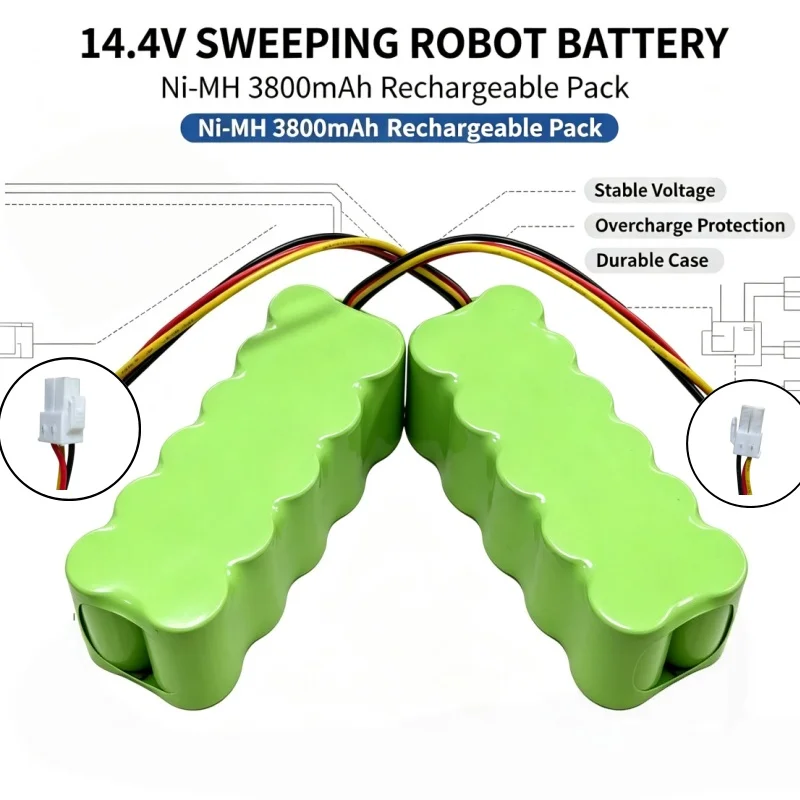 14.4V NI‑MH Battery Pack 3800‑9800mAh Robot Spare Battery Compatible with Butterfly VCR‑Series SR‑Series Vacuum