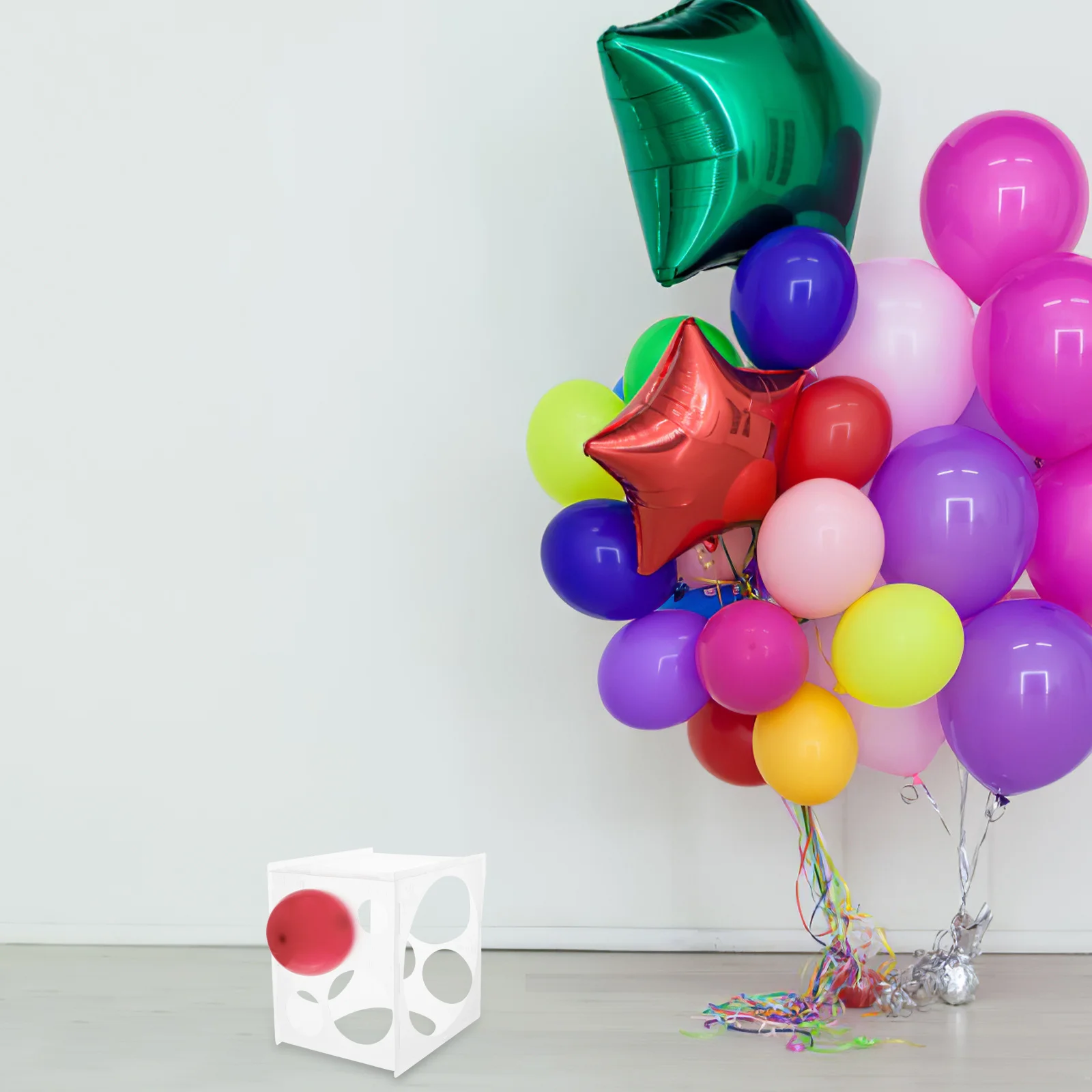 

Balloon Sizer Cube ABS Material 11 Holes Portable Measurement Tool Professional Balloon Size Marker for Wedding Birthday