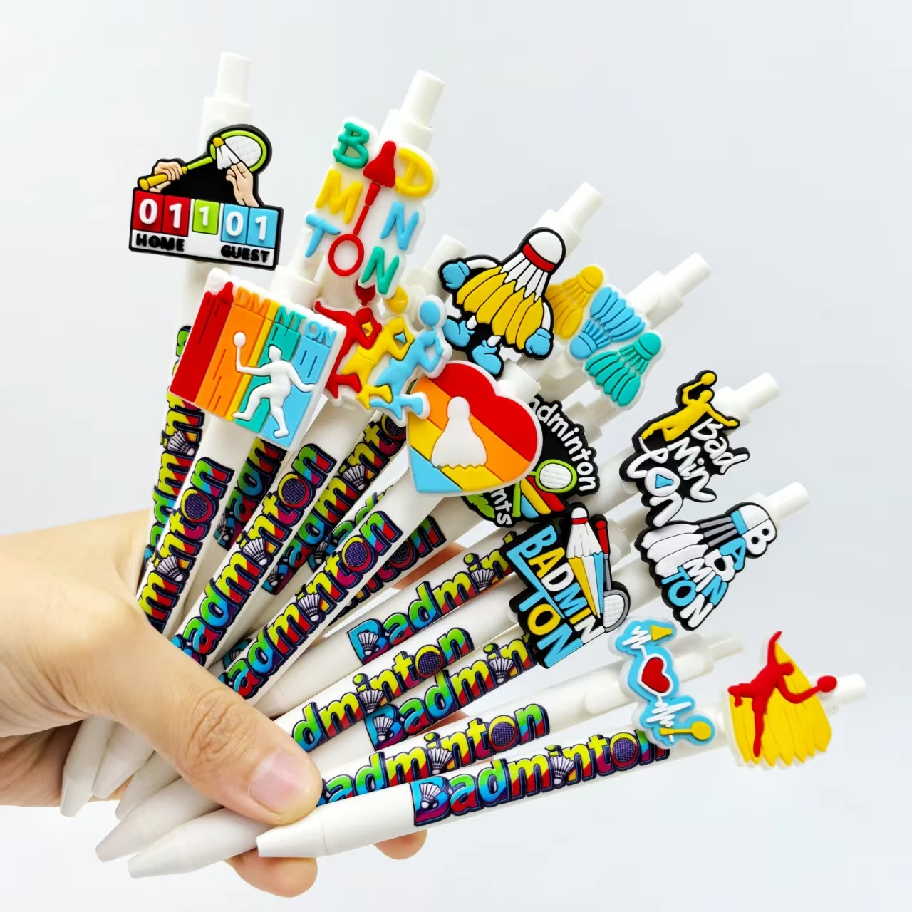 

6pcs/10pcs/13pcs/15pcs Creative badminton shaped ballpoint pens, love sports writing and record-keeping gift pens