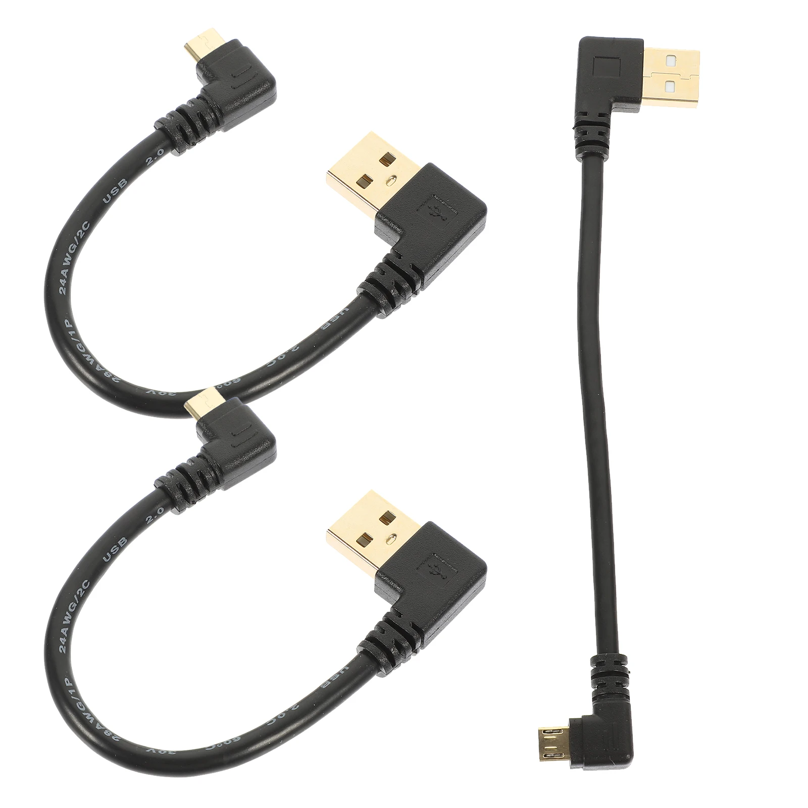 

3pcs Micro Cable 6 Inch Right Angle Gold Usb To Micro Usb Cable Plated Charging Data Transfer Adapter