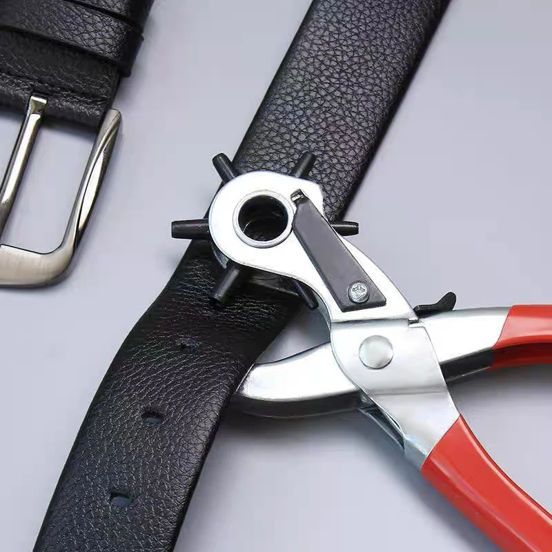 

Leather Hole Punch,9" Belt Hole Puncher for Leather Heavy Duty, 6 Size Revolving Leather Belt Hand Hole Puncher