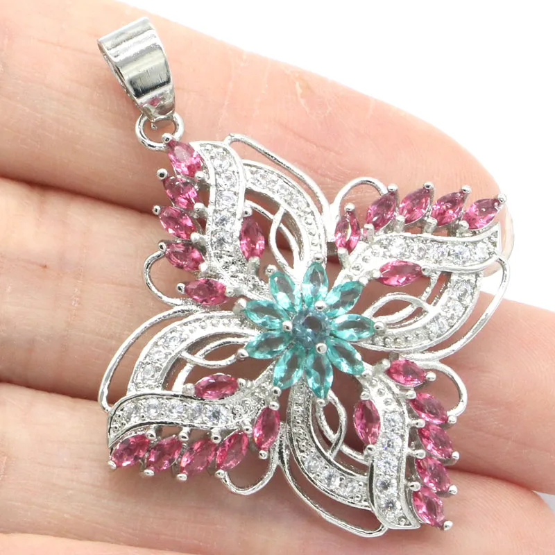 Compre 5 y obtenga 1 gratis, 48x37mm, topacio ahumado altamente recomendado, topacio azul Londres, joyería CZ blanca para mujer, colgante de plata