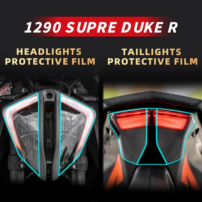 For KTM 1290 Super Duke R Headlight And Taillight Transparent Protective Film Motorcycle Accessories Lamp Sun Protection Decals