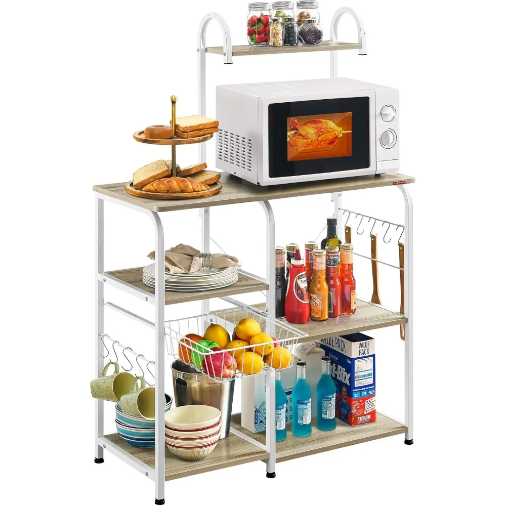 

Mr IRONSTONE Kitchen Baker's Rack Utility Storage Shelf 35.5" Microwave Stand 3-Tier+4-Tier Shelf for Spice Rack Organizer