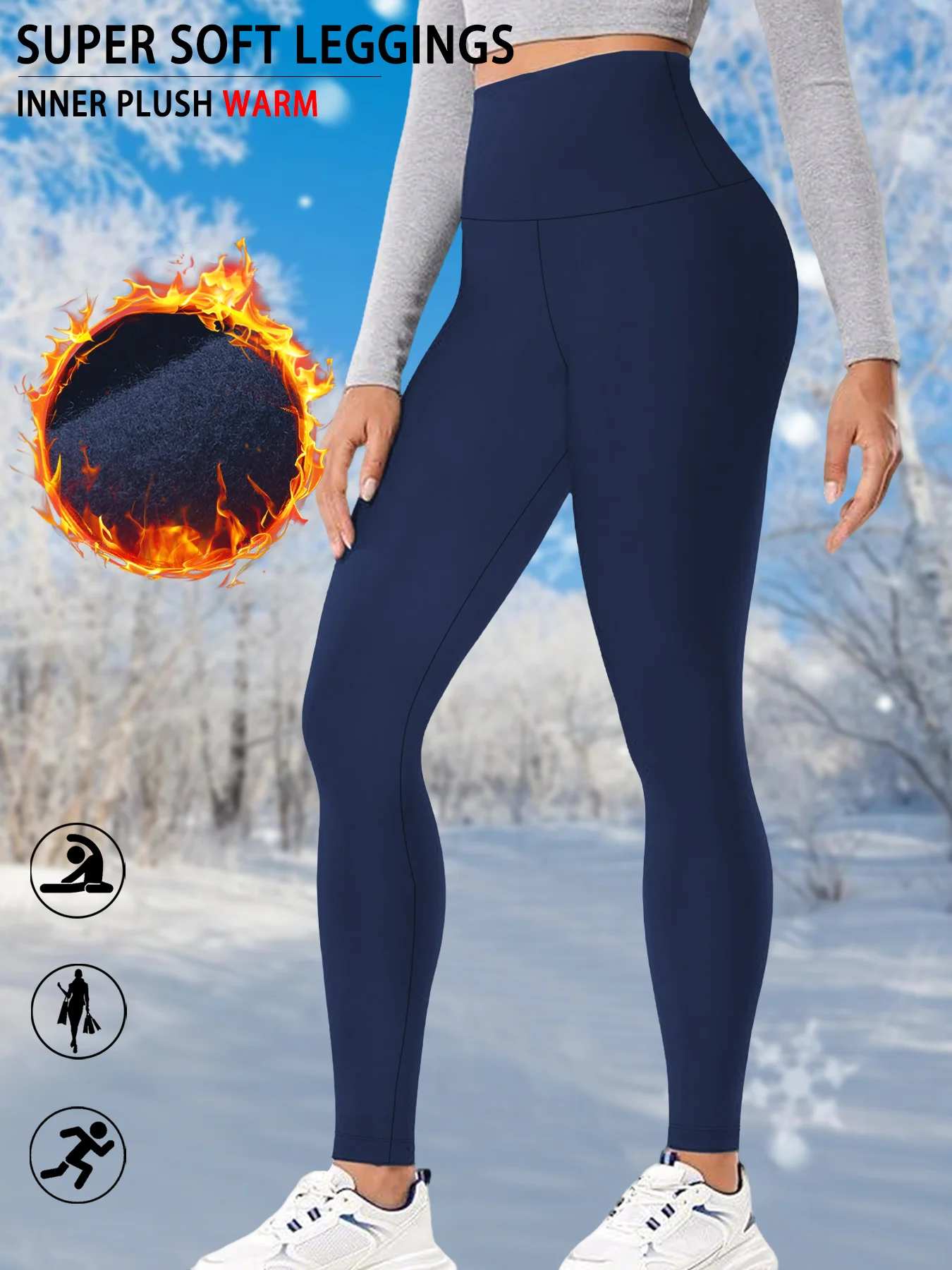 

Thermal running leggings with fleece lining and high waist. Women's winter workout pants with super soft fabric for casual wear