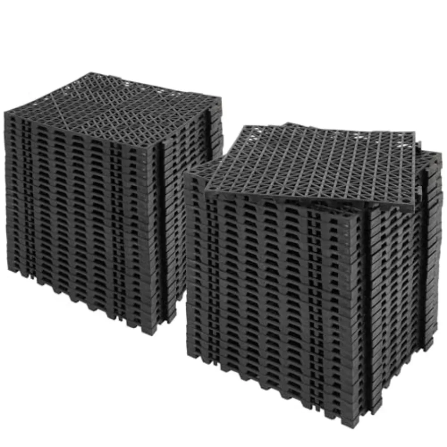 

50Pcs Interlocking Drainage Tiles, 12Inx12In Non-Slip Splicing Waterproof Mat, Free Joint Snap-On Installation with Rubber Drai