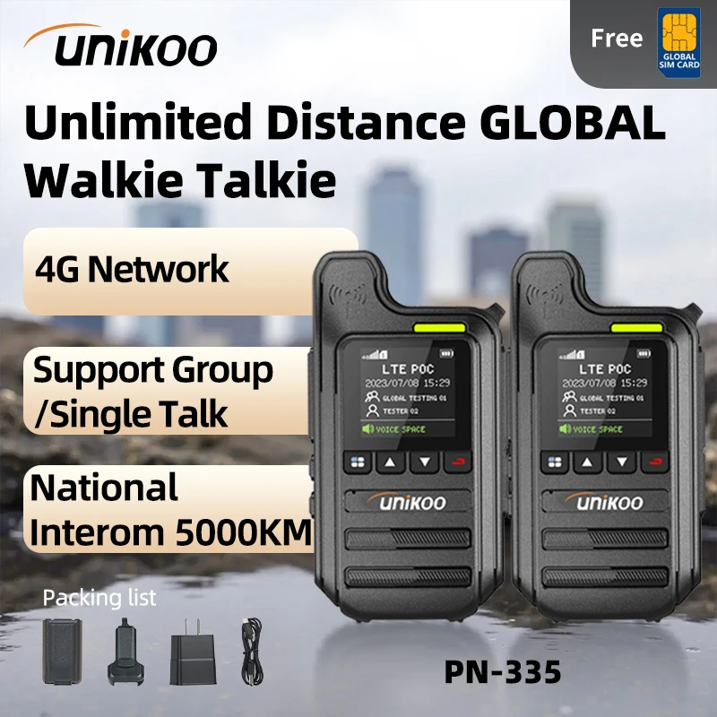 

Unikoo PN335 POC Walkie Talkie 4G Network Radio Long Range 5000km 200 Channels Type C Charger 4G POC Radio Free SIM Card