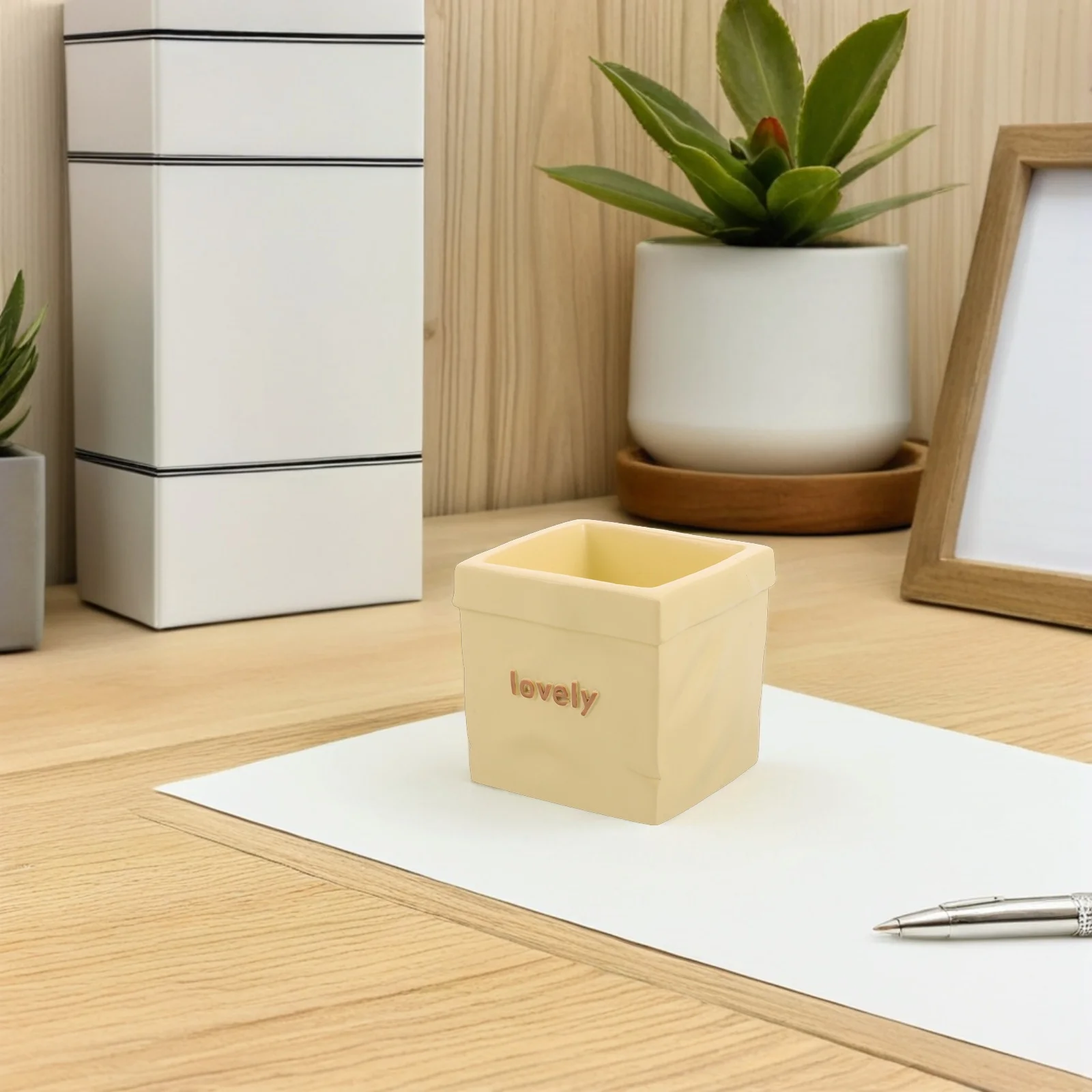 

Desk Pencil Holder Little Clear Makeup Brush Organizer Case Desktop Container Aesthetic