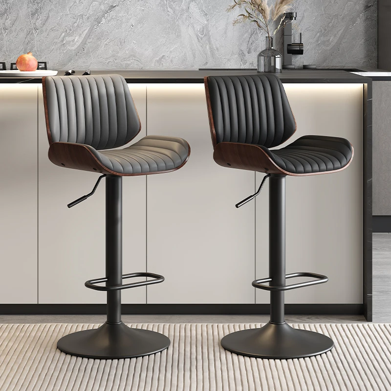 

Industrial Design Bar Chair High Simple Leather Bistro Bar Chair Swivel Metalic taburetes para barra de cocina Luxury Furniture
