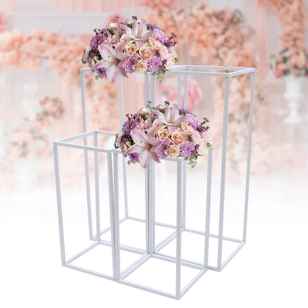 Bymaocar 4Pcs Floor Column Flower Stand Reusable Vase Metal Venue Decor For Wedding Party Dinner Centerpiece Supply Wide Apply