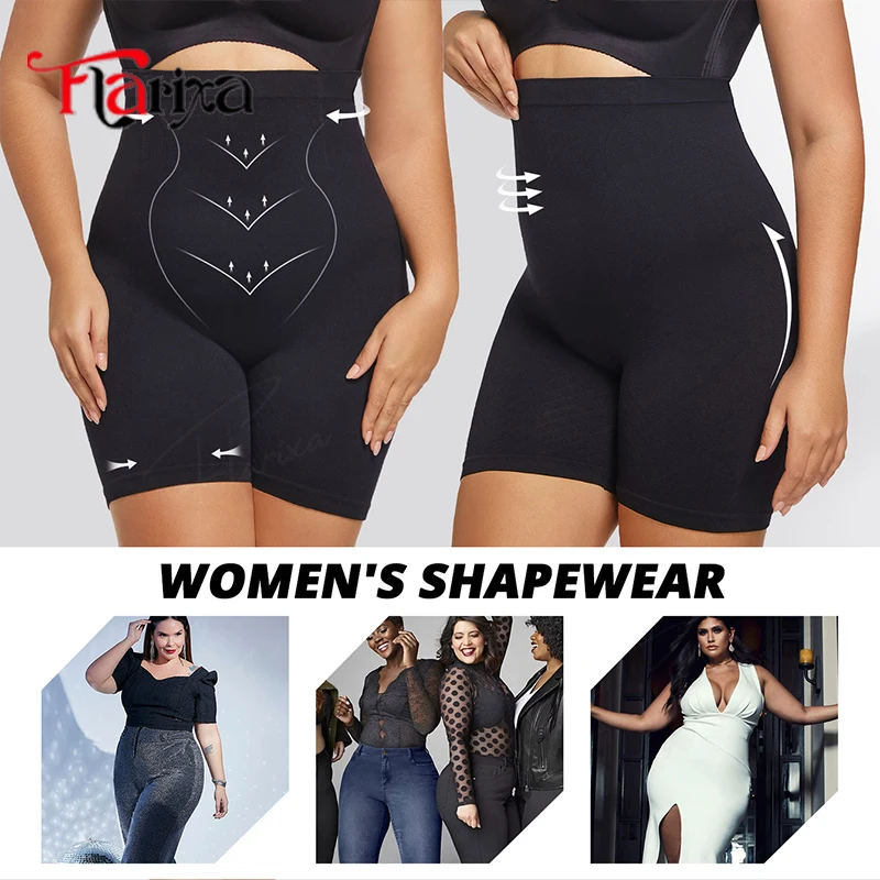 Flarixa Plus Size High Waist Shaping Shorts Seamless Belly Control Underwear for Women Butt Lift Shaper Thighs Slimmer Shapewear