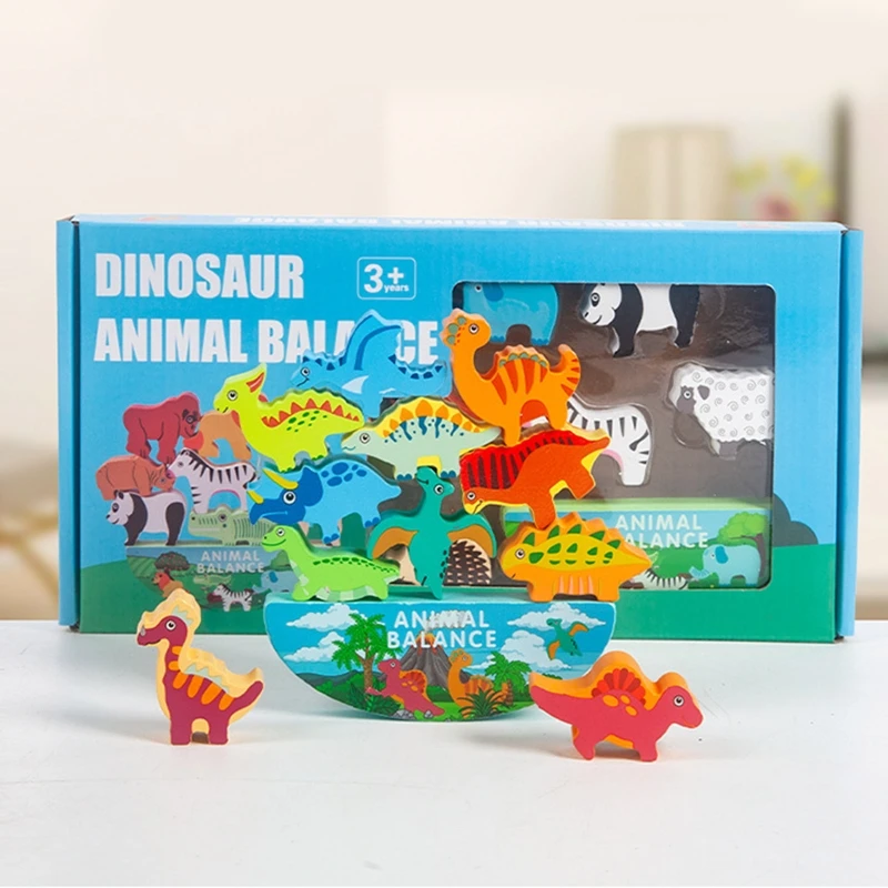 Kids Game Houten Blok Speelgoed Multifunctionele Accessoires Dinosaurus/Bosdier Voorschoolse Tafel Speelgoed