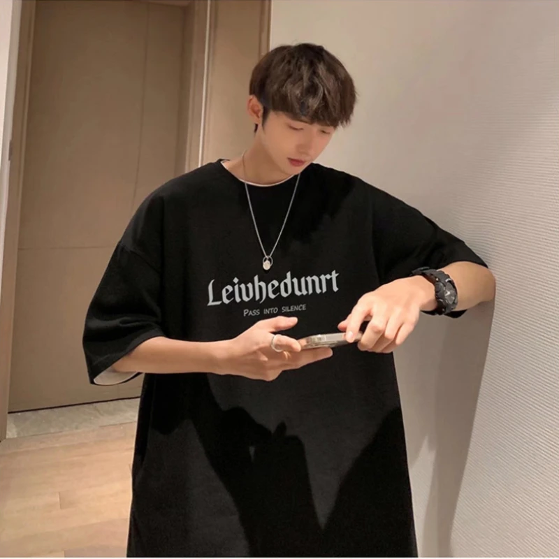 Men's Summer Luxury Pure Cotton Social Oversized Print short sleeve round tee Vintage Soft Style Fashion Personalised Clothing