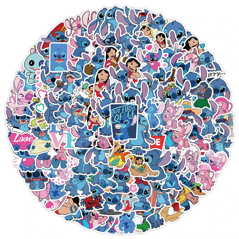 10/30/50/100pcs Disney Cute Stitch Anime Stickers Kawaii Angel Cartoon Decals DIY Water Bottle Guitar Phone Sticker for Kids Toy