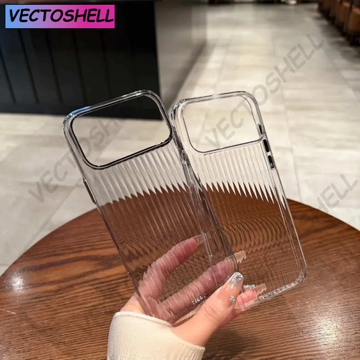 17 Pro Max Luxury Transparent Corrugated Pattern Ultra Thin Case Untuk iPhone 17 Air 16 15 14 Pro Max Plus Shockproof Soft Cover