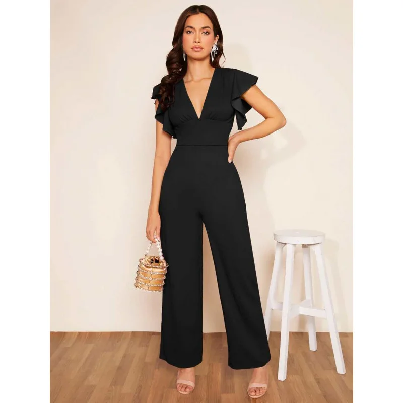 

Elegant Ruffle Trim Jumpsuit Low Waist Short Pants Spring 2026 High Quality Women's One-Piece Suit Cross-Border Item