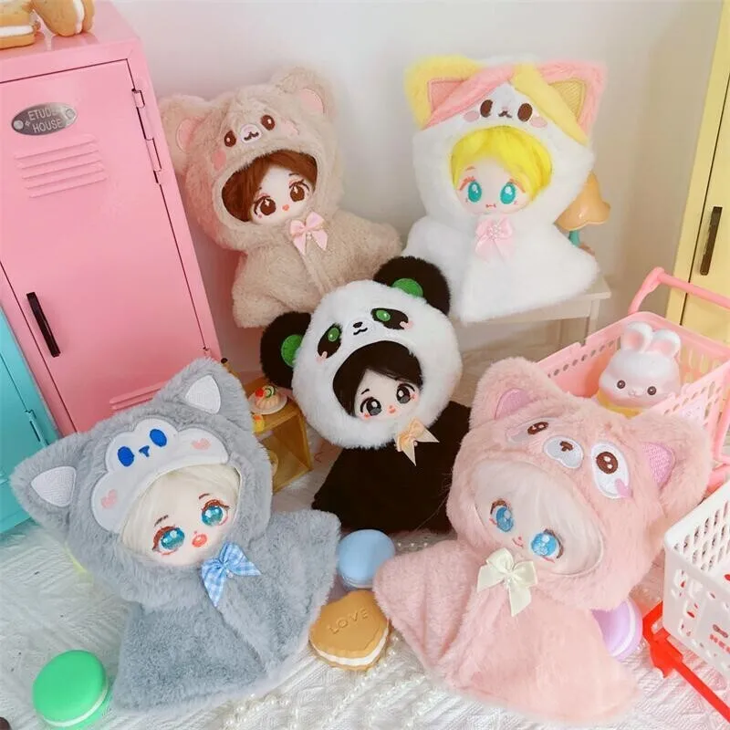 10CM Doll Plush Cloak Gift Toys Accessories Cotton Stuffed Dolls Doll Clothes Plush Outfit Replaceable Cartoon Animal Shawl