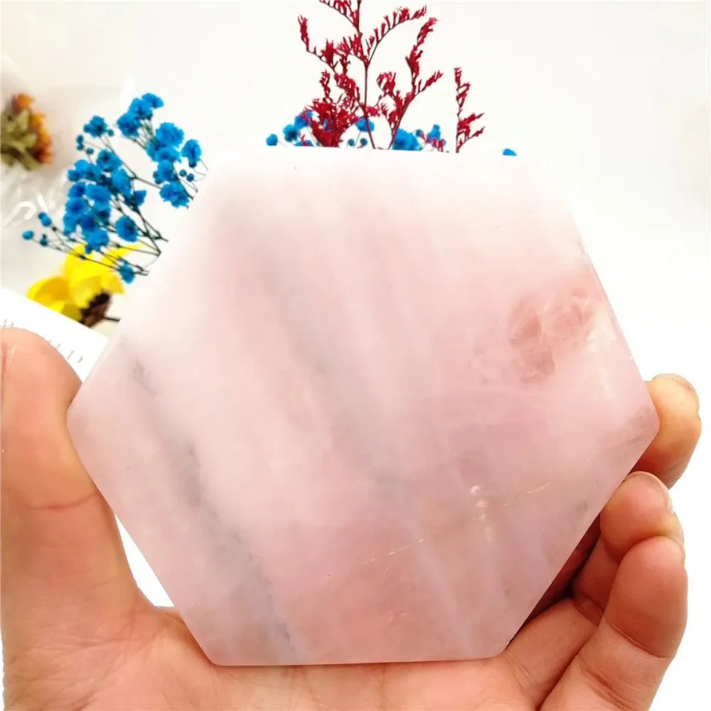 

85-90MM Pink Crystal Slice Mineral Coaster Healing Reiki Decoration Healing Gifts Crystal Bulk Crystals