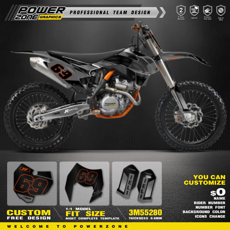 

Набор наклеек PowerZone для KTM SX SXF 2013-2015 EXC XCW Enduro 2014-2016 125-500cc 57